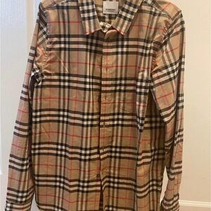 Burberry  Burberry Tan and Black Plaid  Shirt. Boys size 14